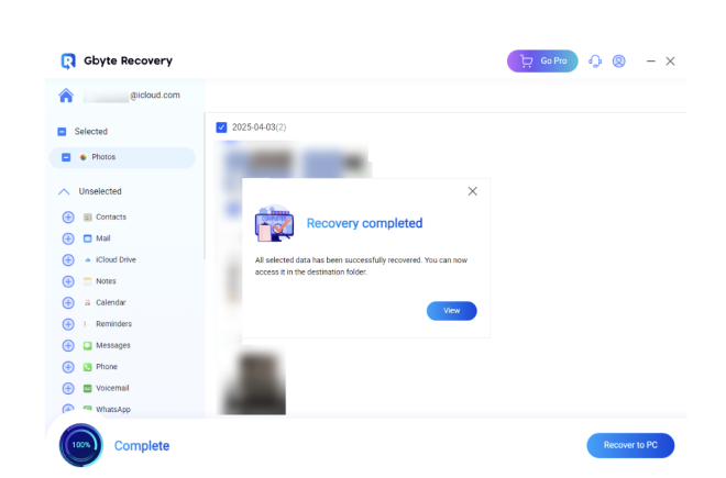 Using Gbyte Recovery promptly after