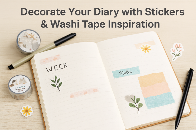 Decorate Your Diary with Stickers and Washi Tape Inspiration